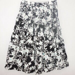 NEW Jessica London Flowing Crinkled Maxi Skirt Women's 16W Black White Floral